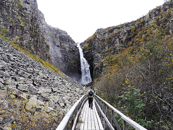 I nordvästra Dalarna störtar Njupån ner i Njupeskärsfallet, och bildar Sveriges högsta vattenfall. Foto: Oscar Hagbard