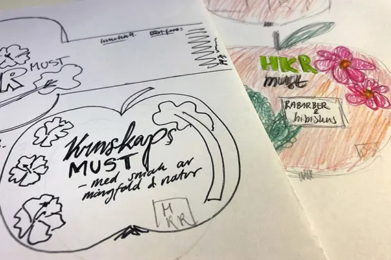 Studenterna hade en workshop med h&ouml;gskolans kommunikationsavdelning f&ouml;r att f&aring; fram id&eacute;er om etiketten.