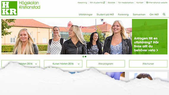 Högskolan Kristianstads nya webb.