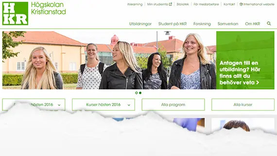 Högskolan Kristianstads nya webb.
