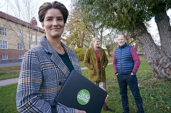 Projektgrupp med Källström och Siljeklint.
