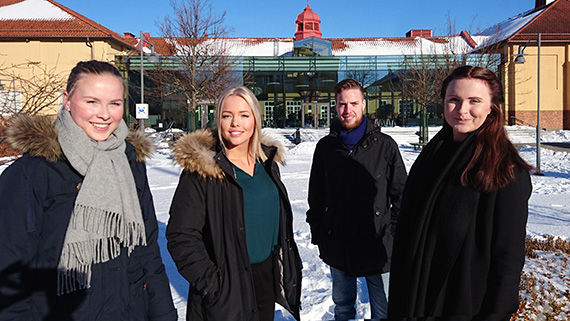 Projektgruppen som arrangerar den stora konferensen: PA-studenterna Sigrid Kjellberg, Jessika Robertsson, Oscar Persson och Alexandra Olsson.                         
