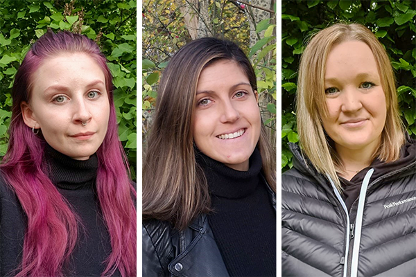 Studenterna Madelene Nilsson, Elin Svensson och Karin Wetterberg.