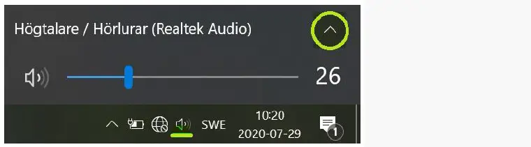 Sk&auml;rmbild av reglage f&ouml;r dators h&ouml;gtalare/h&ouml;rlurar.
