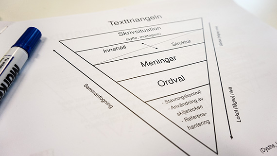 Ganska ofta kommer studenter och vill få sina texter rättade. Men Lärverkstäder arbetar inte med rättning, utan hjälper i stället till med struktur och språkutveckling.