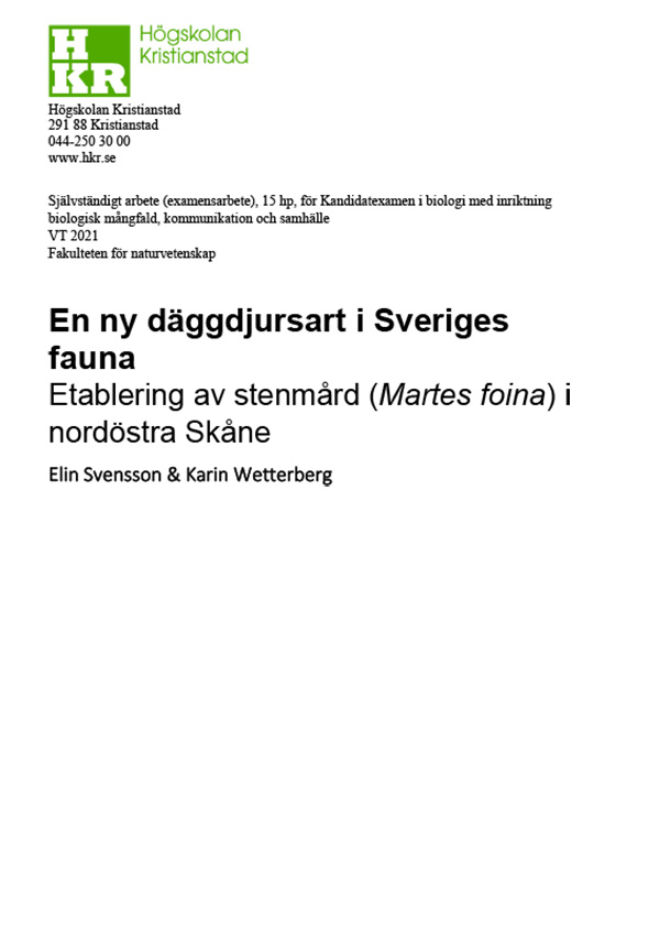 Omslag till En ny däggdjursart i Sveriges fauna.