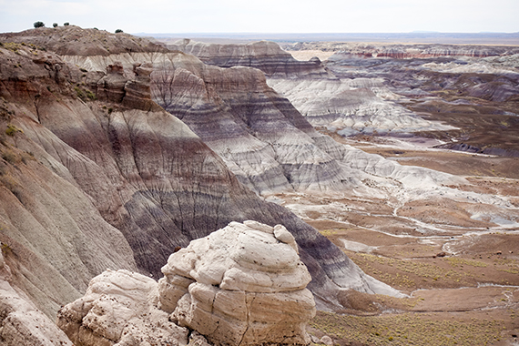 "Badland erosion" i Painted Desert, Arizona. F&auml;rgerna kommer fr&aring;n ren kvartssand, metalloxider och kalksten.