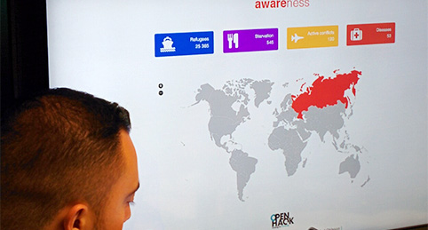 Systemet Dardans och Carls grupp utvecklade heter Awareness och visar visa världskriser med hjälp av projektioner på allmänna platser.