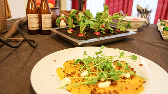 Gulbetor och r&ouml;dbetor symboliserade b&aring;de sk&aring;nska flaggan och &Ouml;sterlen.