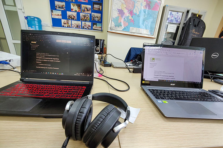 Till sitt f&ouml;rfogande fick Cecilia och Josefine ett kontor p&aring; universitetet som de delade med en lektor i folkh&auml;lsa.