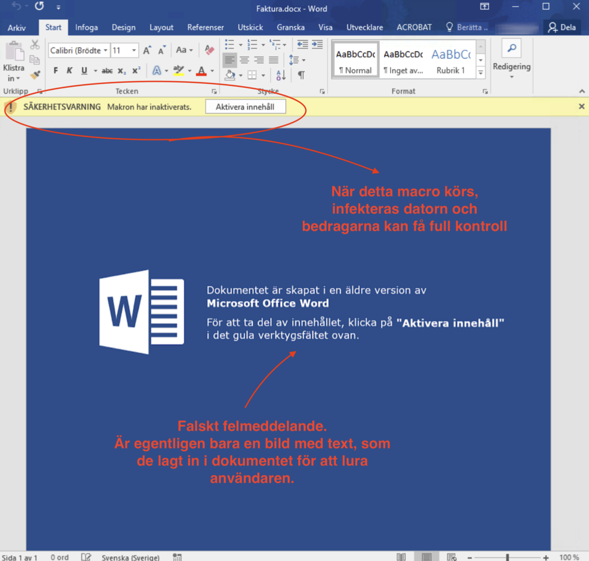 Exempel - Varning f&ouml;r Macro