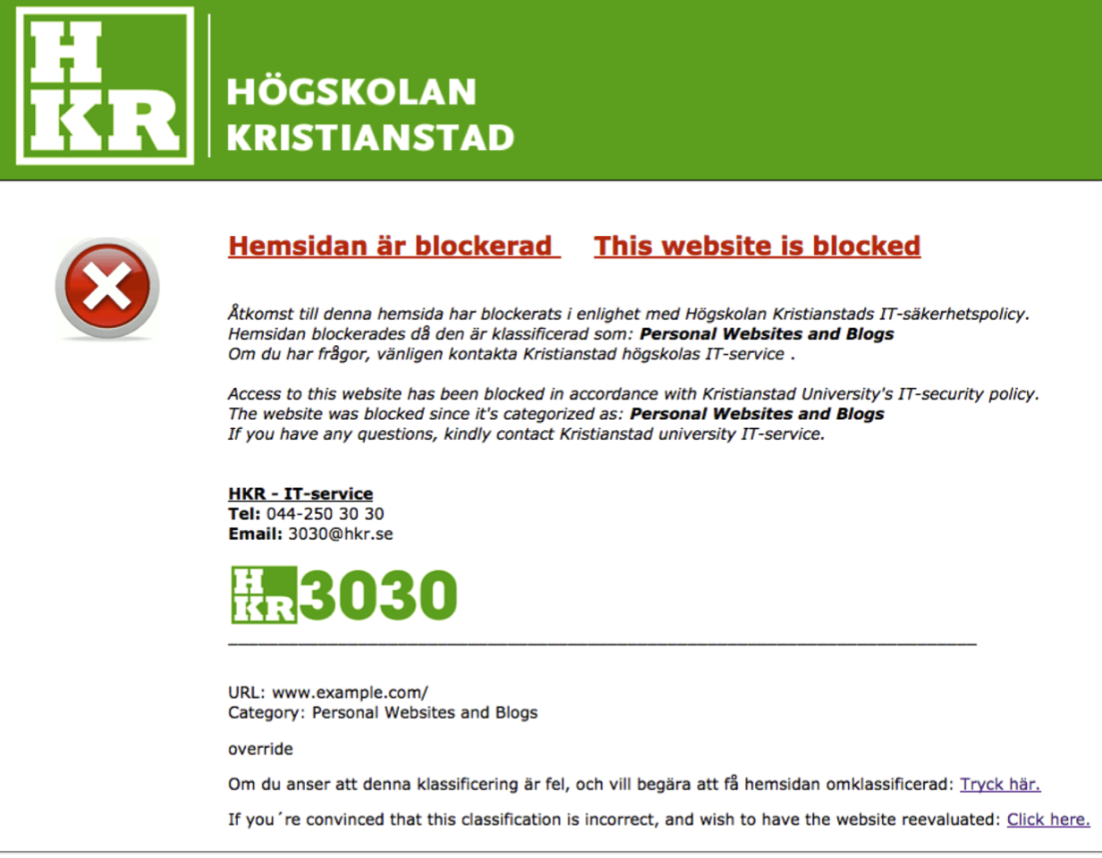 Exempel - Blockerad URL
