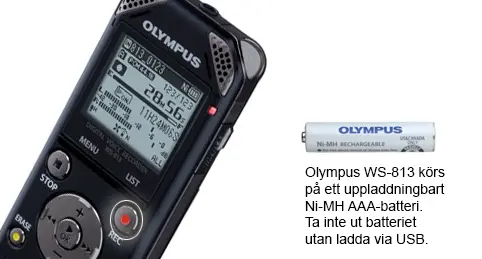 Ljudinspelare Olympus funktion