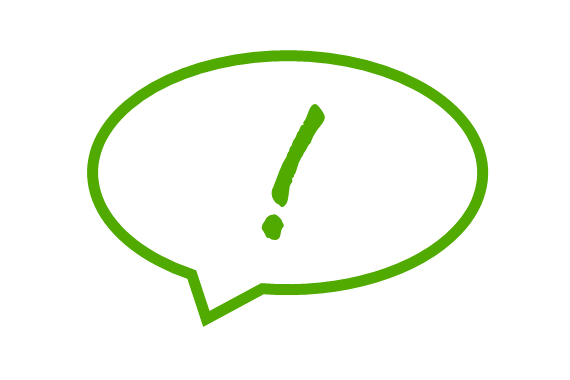 utropstecken i pratbubbla