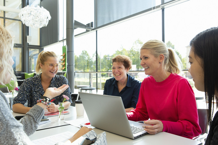 Högskolan Kristianstad, studenter samtalar i grupp